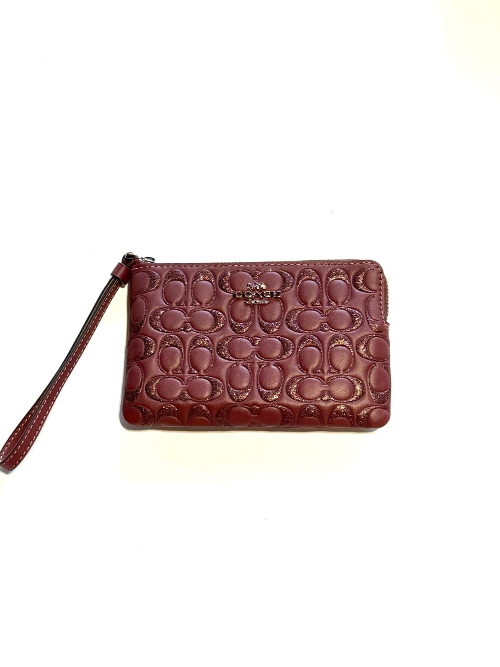 NWOT Coach Burgundy Embossed Leather Wristlet